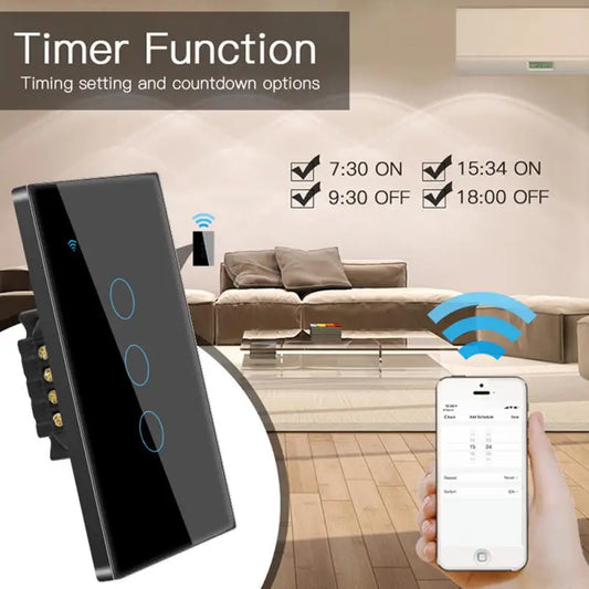 Interruptor Inteligente WiFi Smart Touch Compatível com Google e Alexa - Tuya
